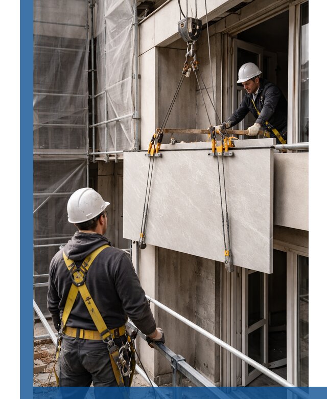 Подъем керамогранита на этаж в Ногинске грузчиками и техникой