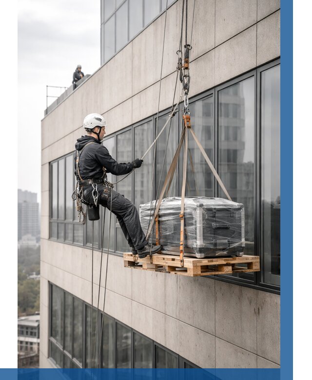 Спуск груза по фасаду в Ногинске от 3546 р. | ВЫСОТНИК-Нгн