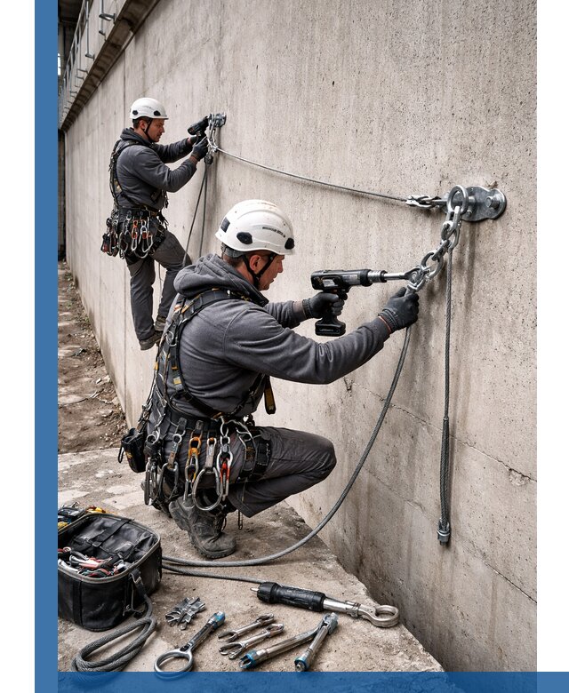 Монтаж анкерных линий высотной безопасности в Ногинске